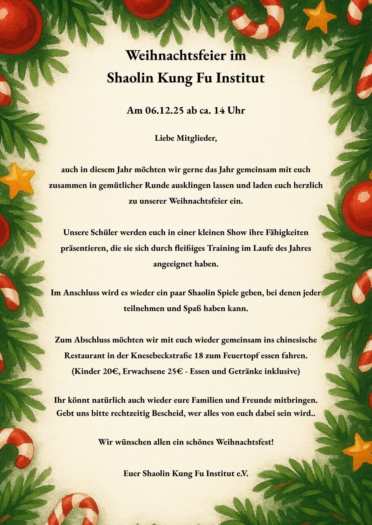 Weihnachtsfeier 2025 Einladung